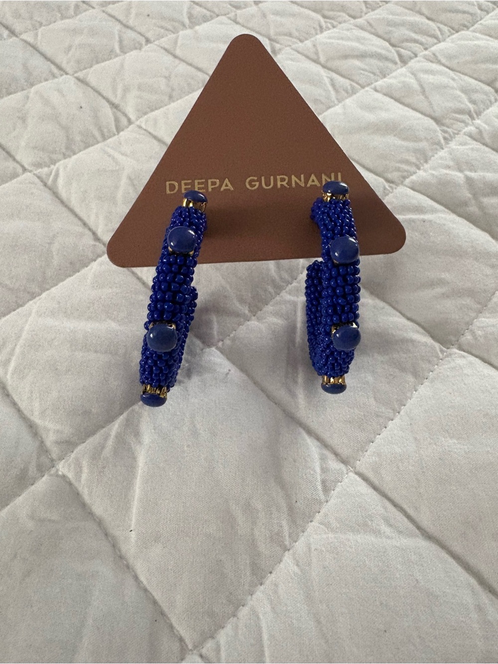 DEEPA GURNANI Cobalt Beaded Hoop Earrings